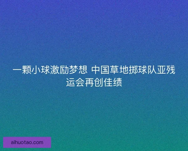 一颗小球激励梦想 中国草地掷球队亚残运会再创佳绩